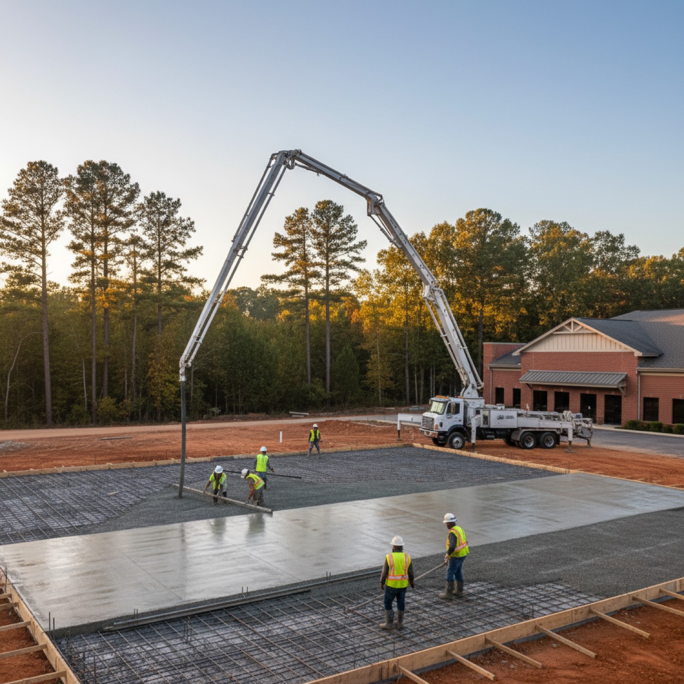 Commercial concrete building pad by Davis Concrete in Greenville SC
