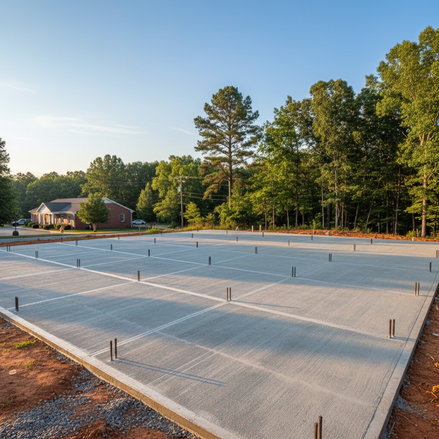Commercial concrete building pad by Davis Concrete in Greenville SC