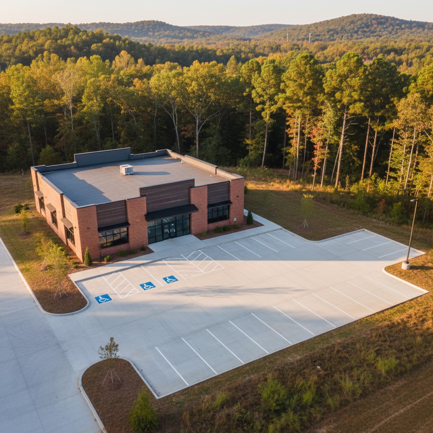 Commercial concrete parking lot by Davis Concrete in Greenville SC