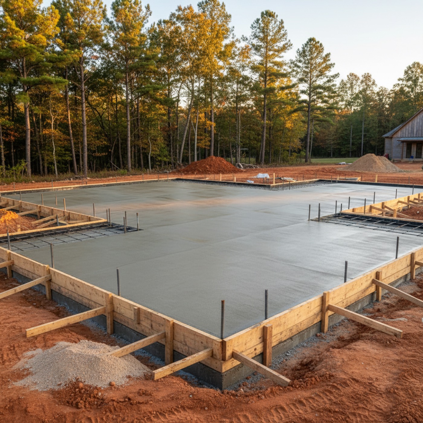 Residential concrete foundation slab by Davis Concrete in Greenville SC
