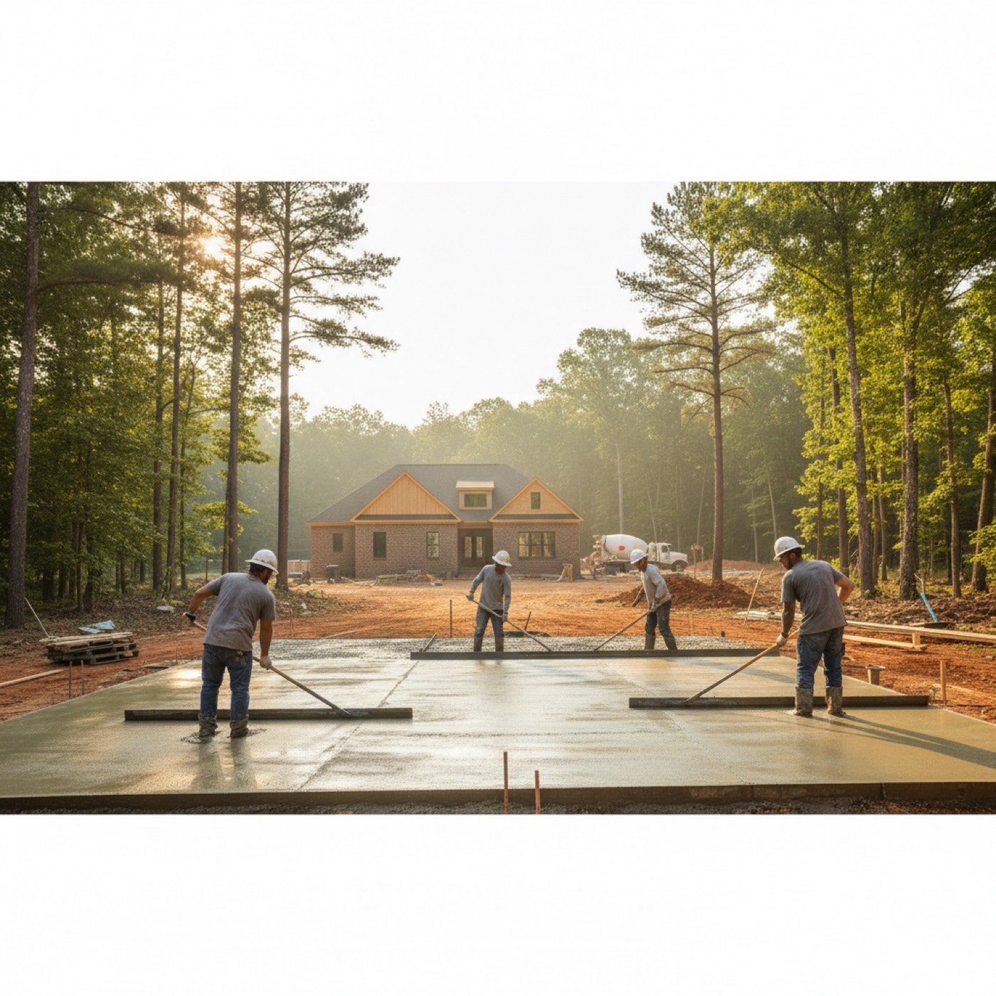 Residential concrete foundation slab by Davis Concrete in Greenville SC