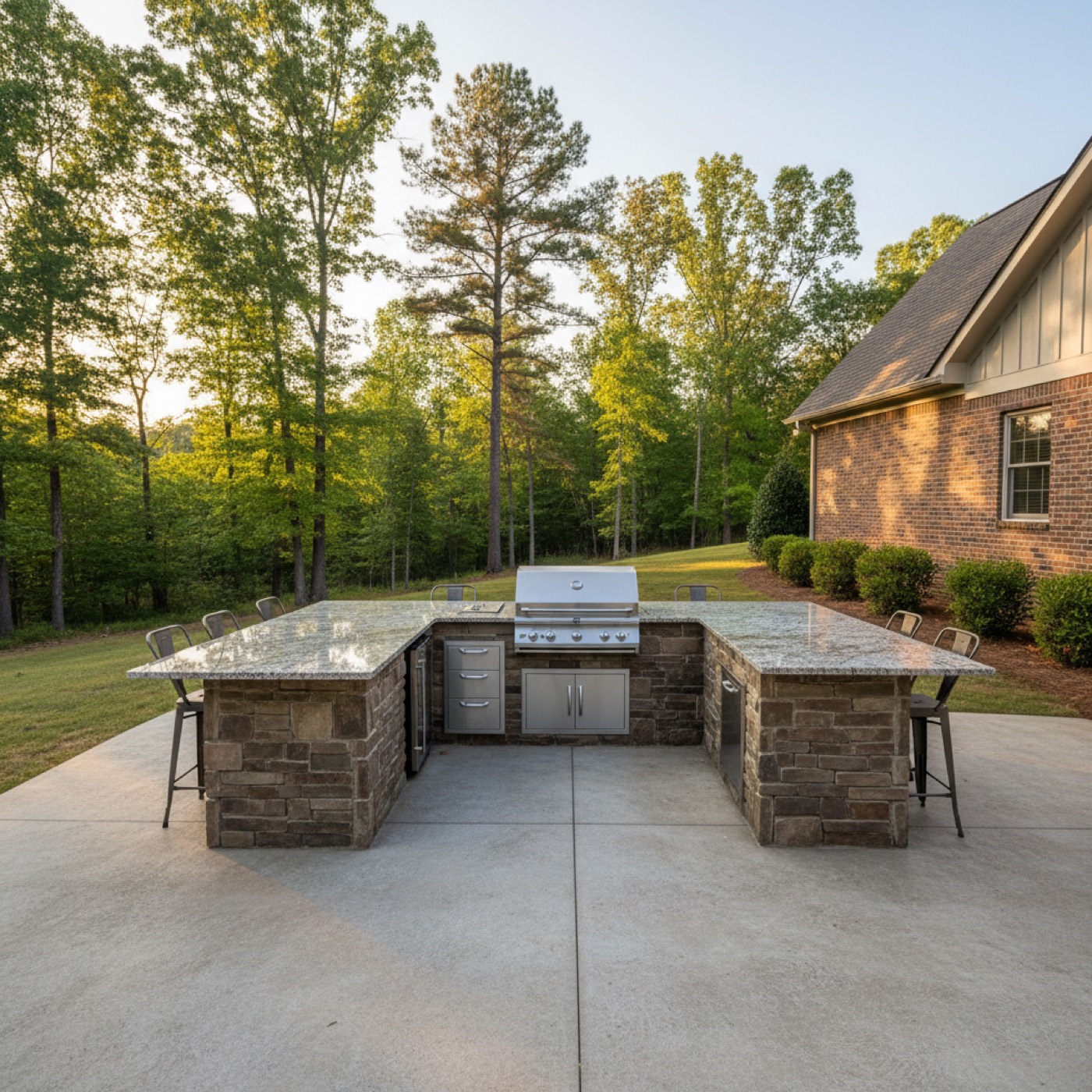Outdoor kitchen concrete pad by Davis Concrete in Greenville SC