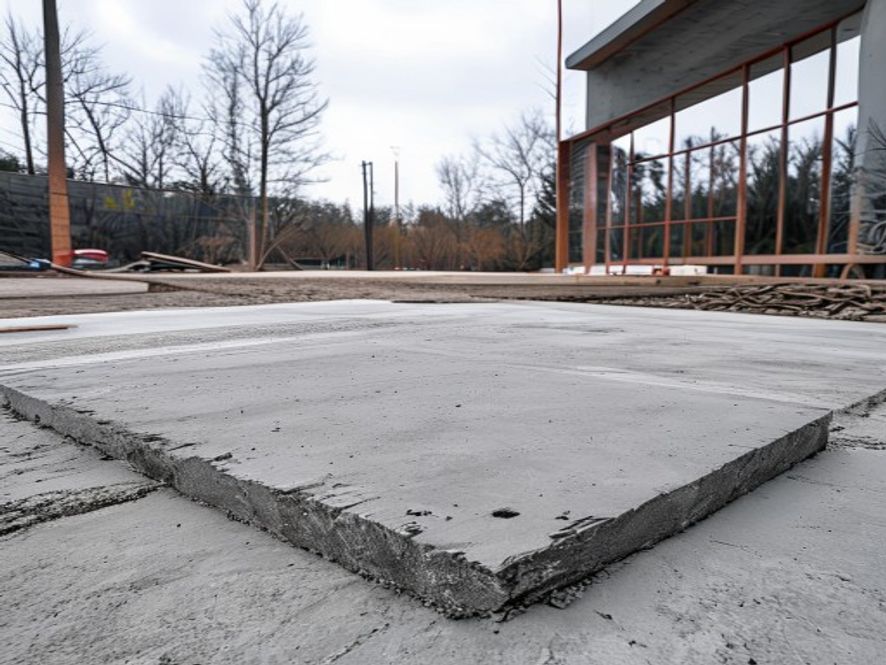 Concrete foundation slab pour on a construction site in Upstate South Carolina