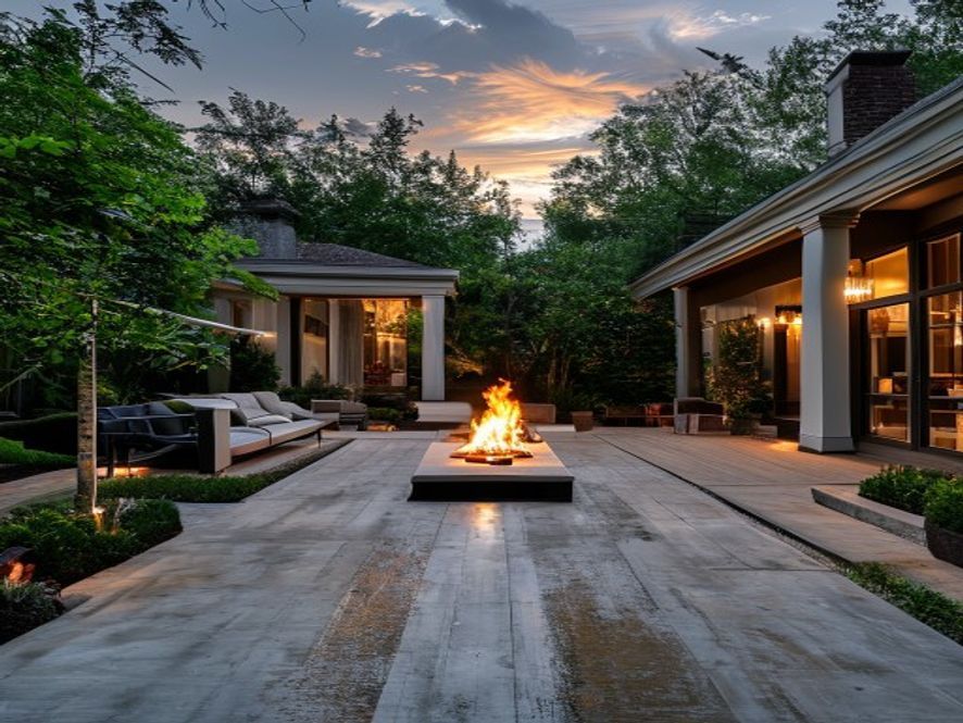 Concrete patio and pool deck in Greenville SC backyard