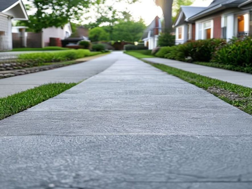 Smooth broom-finished concrete sidewalk and walkway in Greenville SC